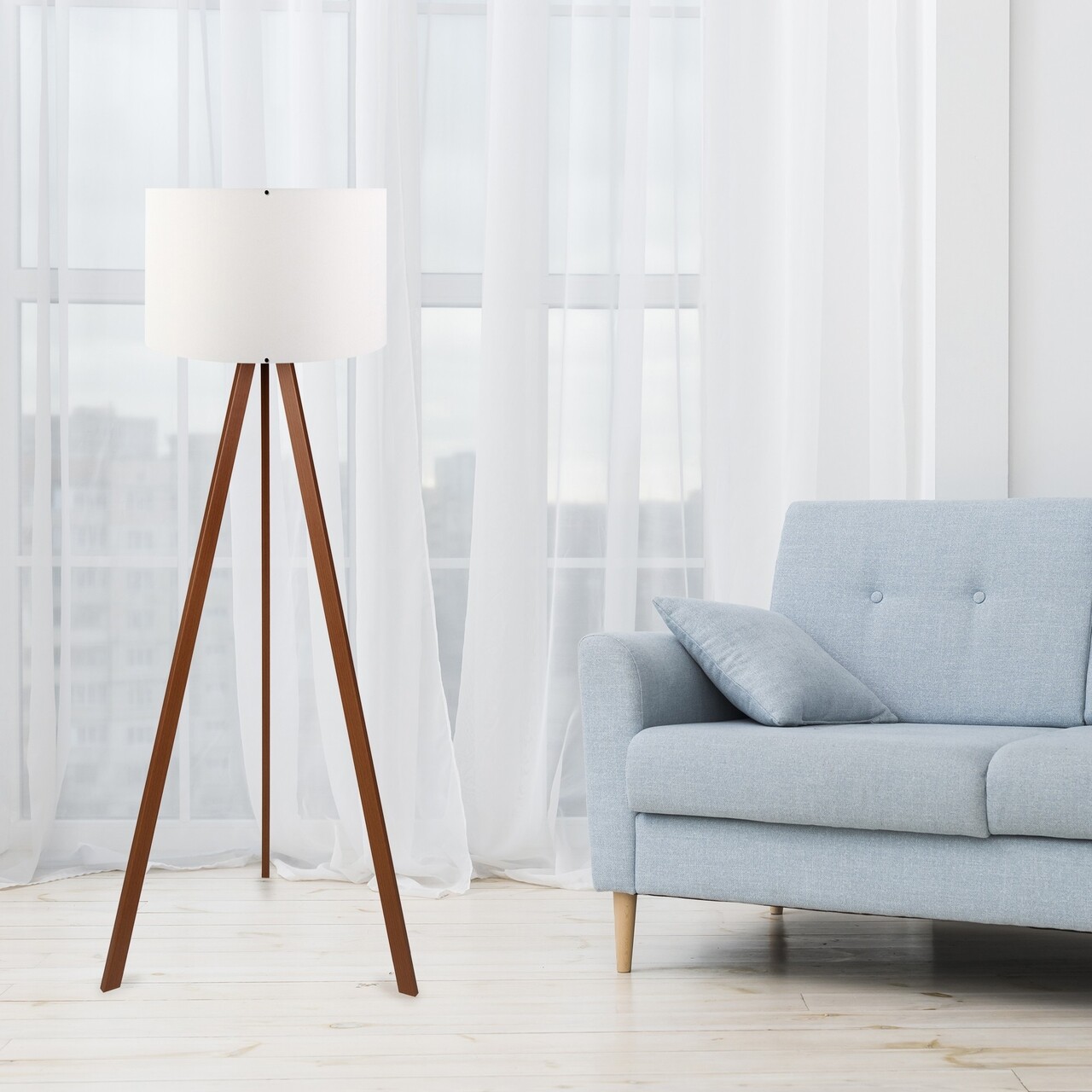 Lampadar, AYD-1528, Insignio, 38 x 140 cm, 1 x E27, 60W, alb/maro - imagine 5